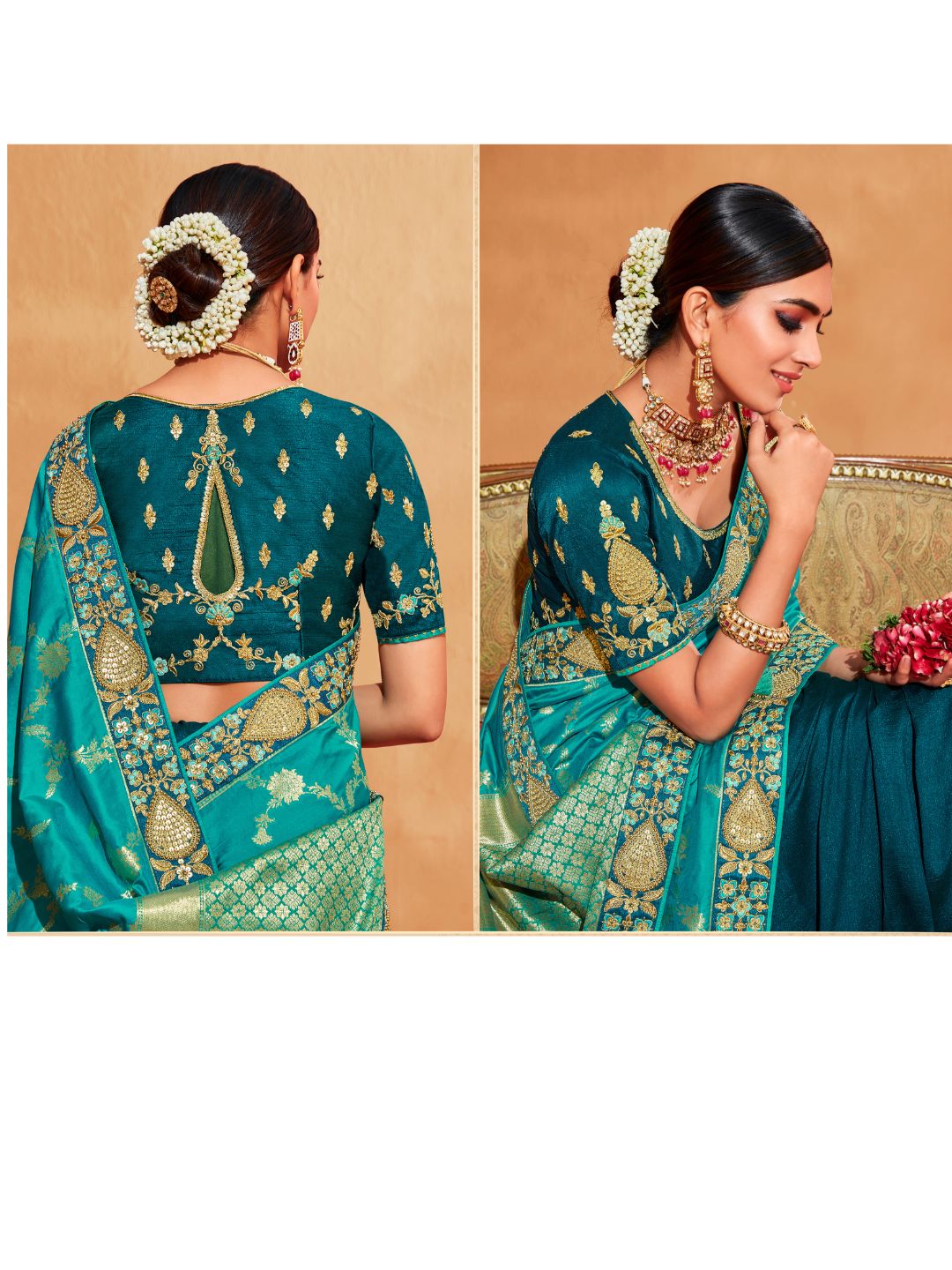 Embroidered Silk Designer Traditional Saree In Blue