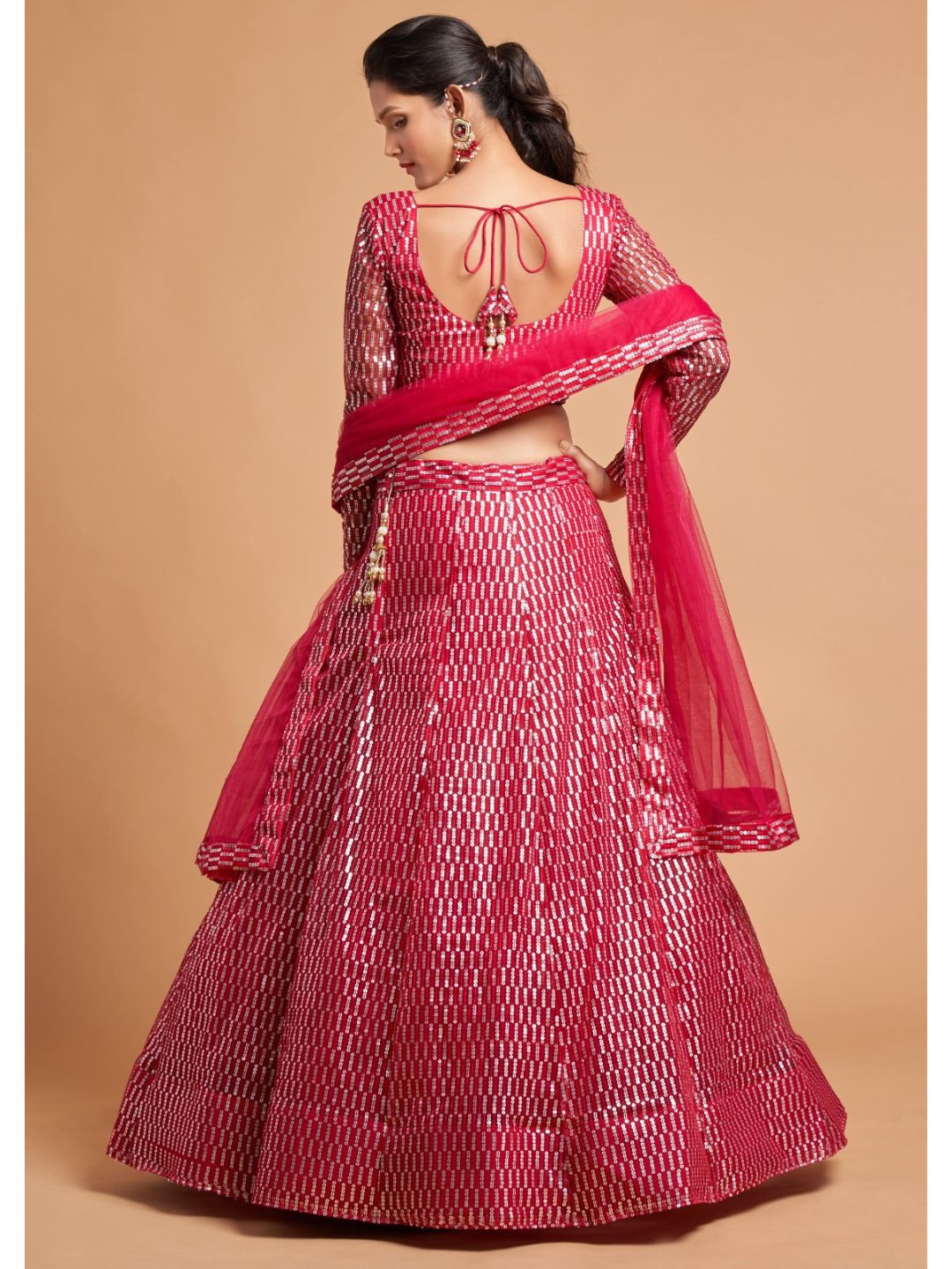 Sequence Net Fastive A Line Lehenga in Red Maroon