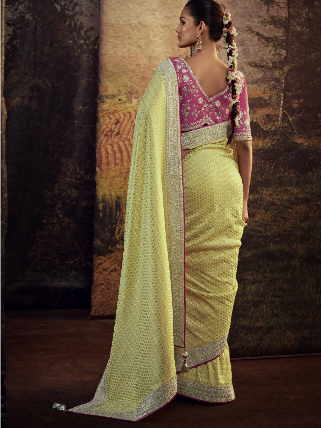 Embroidered Silk Soft Traditional Saree In Yellow