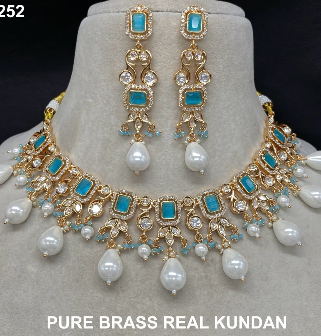 Kundan Pure Brass Necklace Set-301071