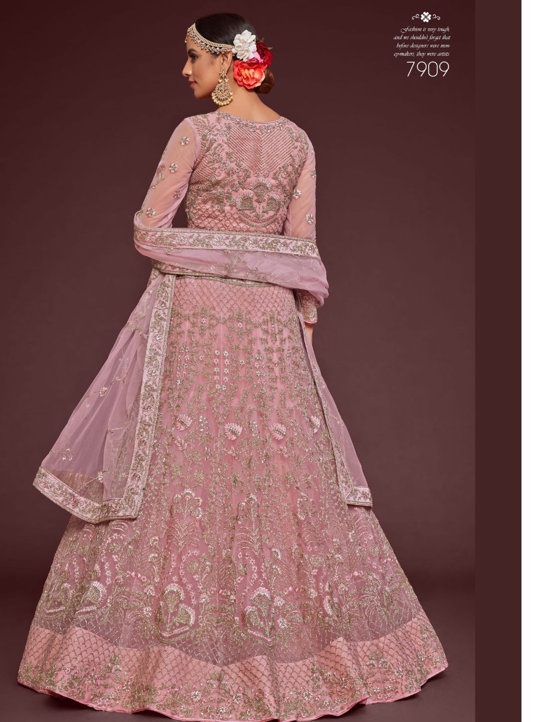 Net Wedding Lehenga in Light Purple with Zari work-90983