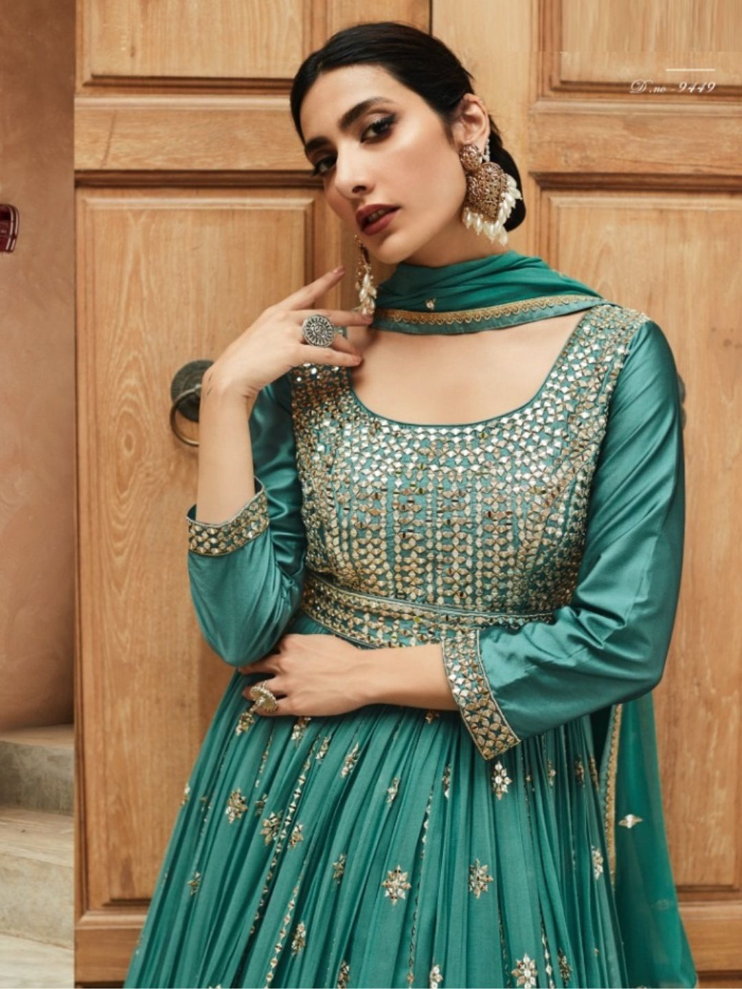 Thread Georgette Reception Salwar Kameez in Blue