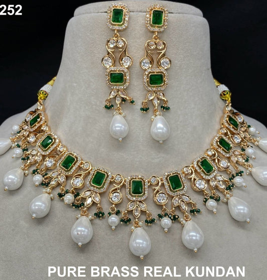 Kundan Pure Brass Necklace Set-301071