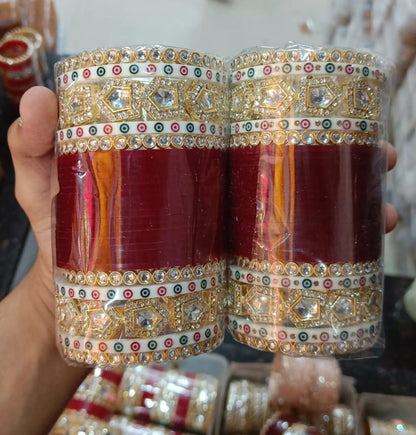 Designer Premium Quality Bridal Chura Bangles Set In Maroon-81857