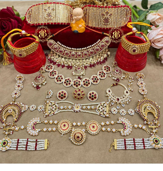 Rajwadi Royal Bridal Rajputi Jewellery Combo Set-81916