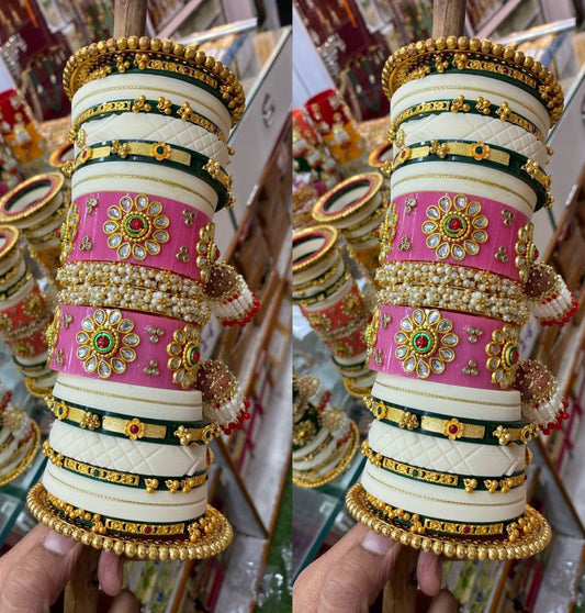 Designer Premium Quality Bridal Dhalu Chura Bangles Rajasthani Chura Set-81873