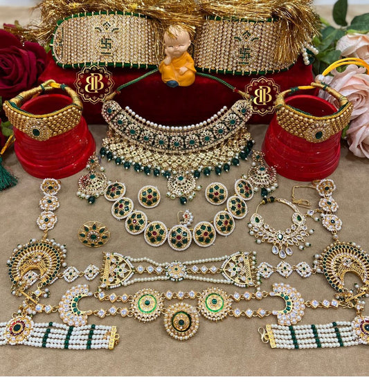 Rajwadi Royal Bridal Rajputi Jewellery Combo Set-81917