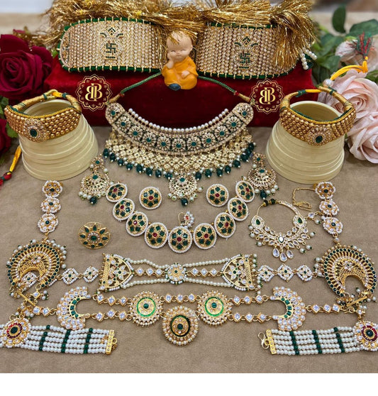 Rajwadi Royal Bridal Rajputi Jewellery Combo Set-81918