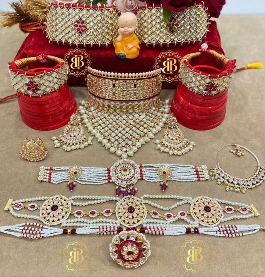 Rajwadi Kundan Bridal Rajputi Jewellery Combo Set-81907