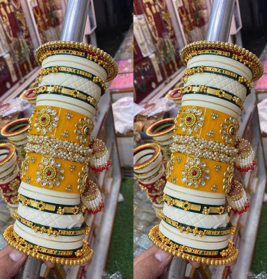 Designer Premium Quality Bridal Dhalu Chura Bangles Rajasthani Chura Set-81876