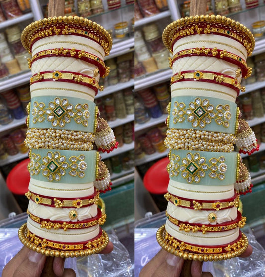 Designer Premium Quality Bridal Dhalu Chura Bangles Rajasthani Chura Set-81879