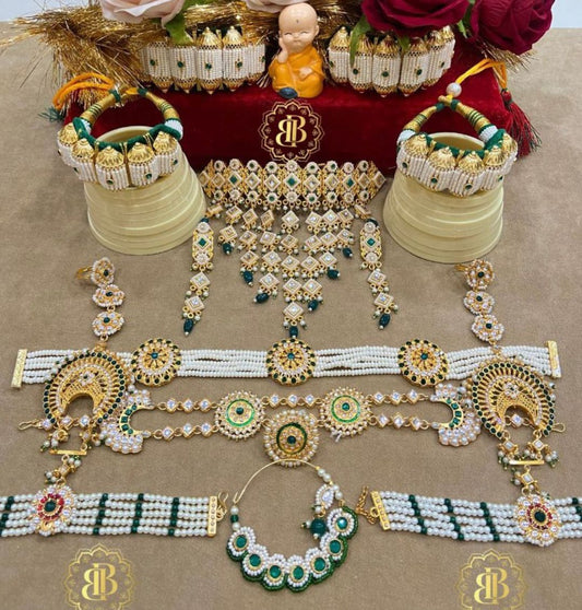 Rajwadi Moti Madhliya Bridal Rajputi Jewellery Combo Set-81911