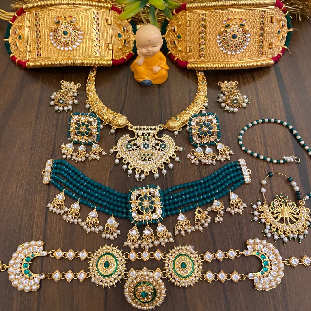 Women Gold look Rajputi Jewellery combo set-30932