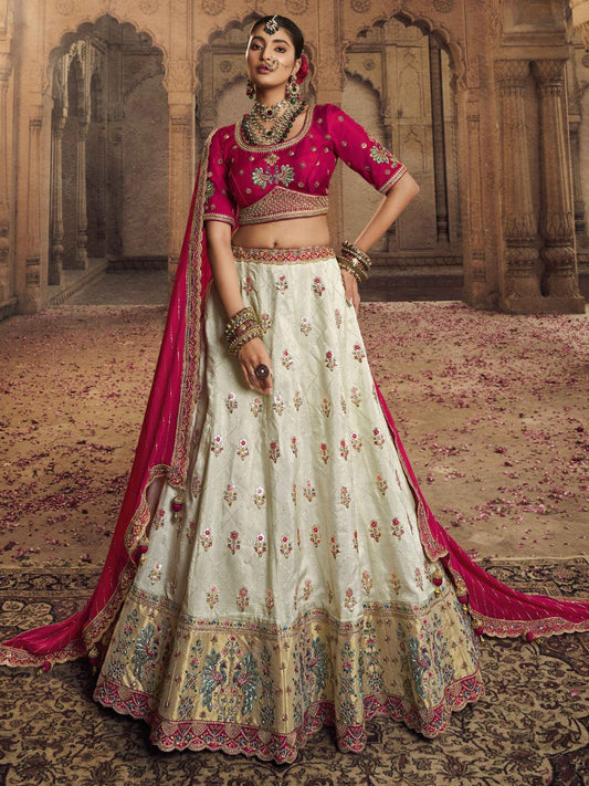 Mirror Organza A Line Lehenga in Cream