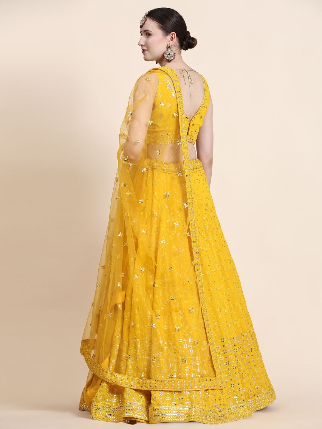 Sequance Georgette Lehenga in Yellow