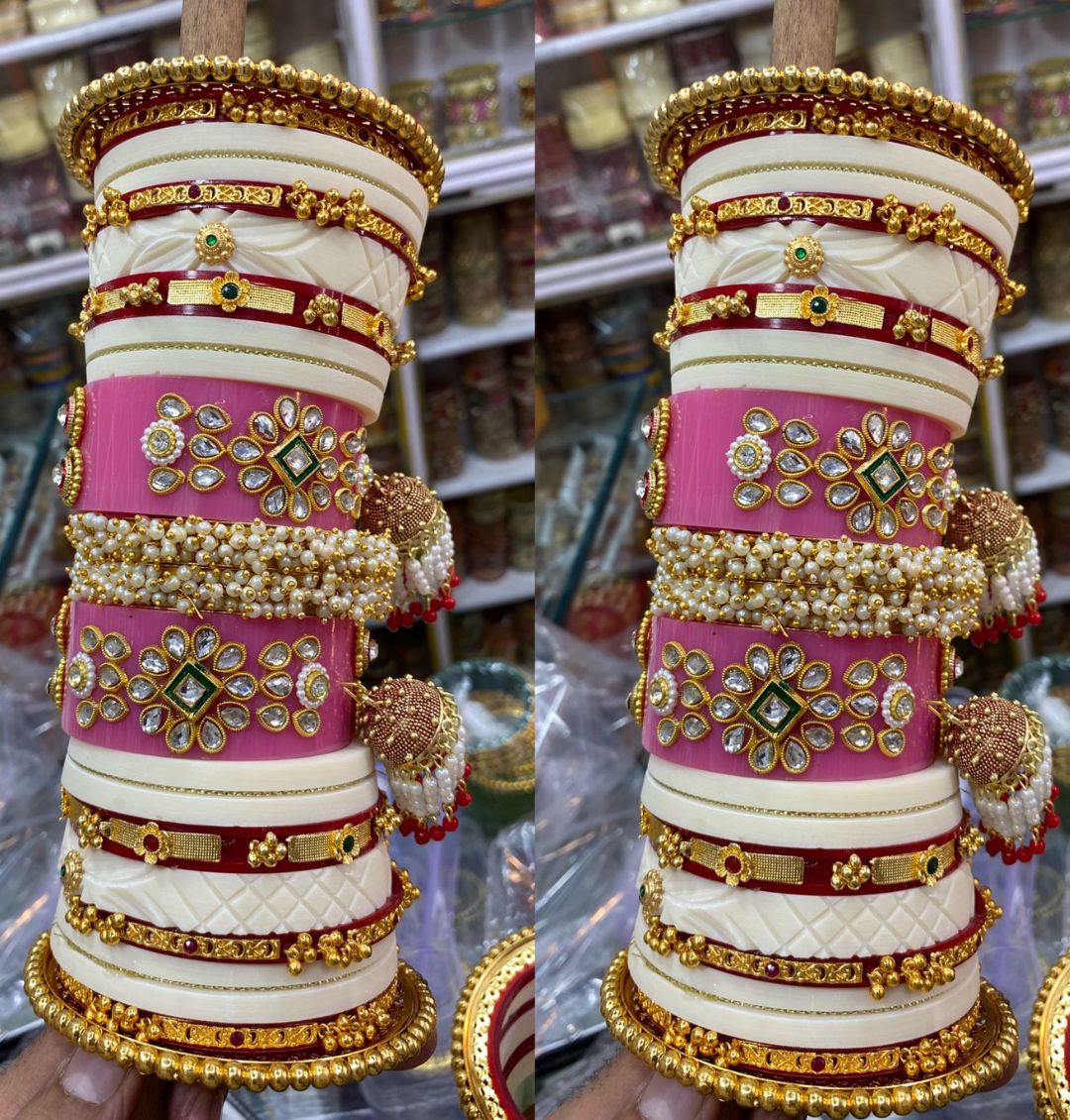 Designer Premium Quality Bridal Dhalu Chura Bangles Rajasthani Chura Set-81881