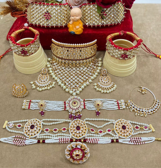 Rajwadi Kundan Bridal Rajputi Jewellery Combo Set-81912