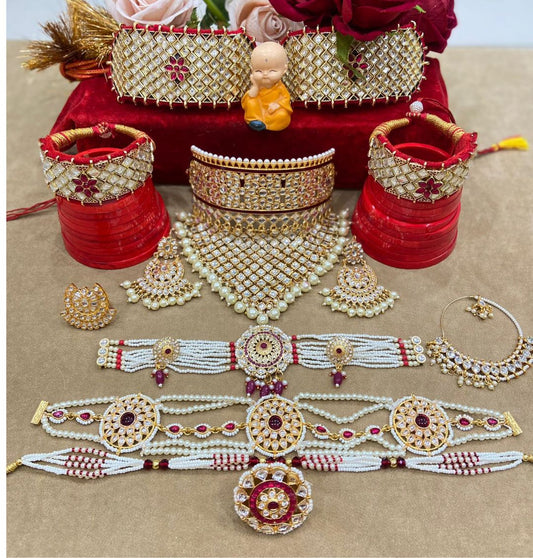 Rajwadi Kundan Bridal Rajputi Jewellery Combo Set-81913