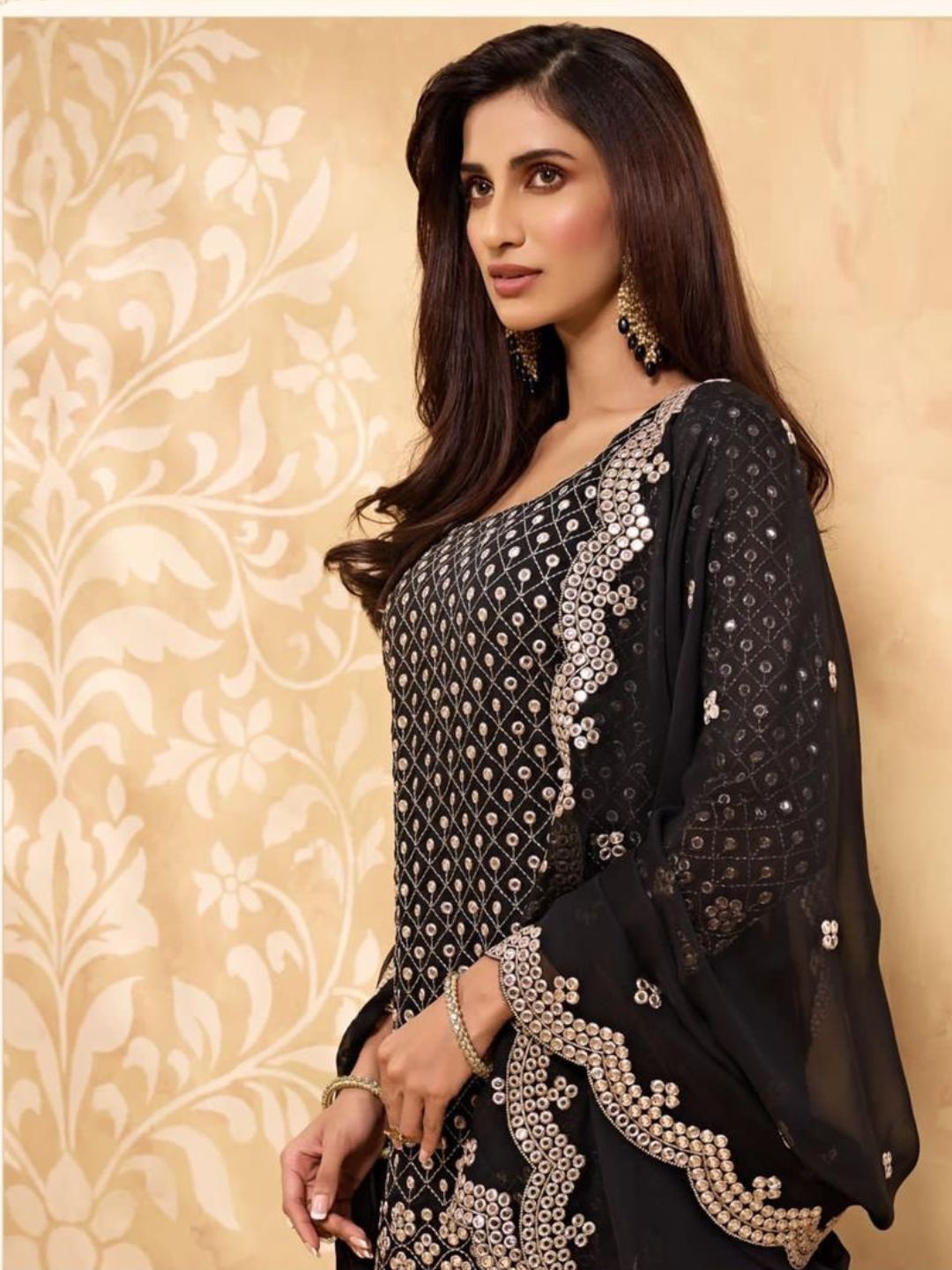 Embroidered Georgette Salwar Kameez in Black