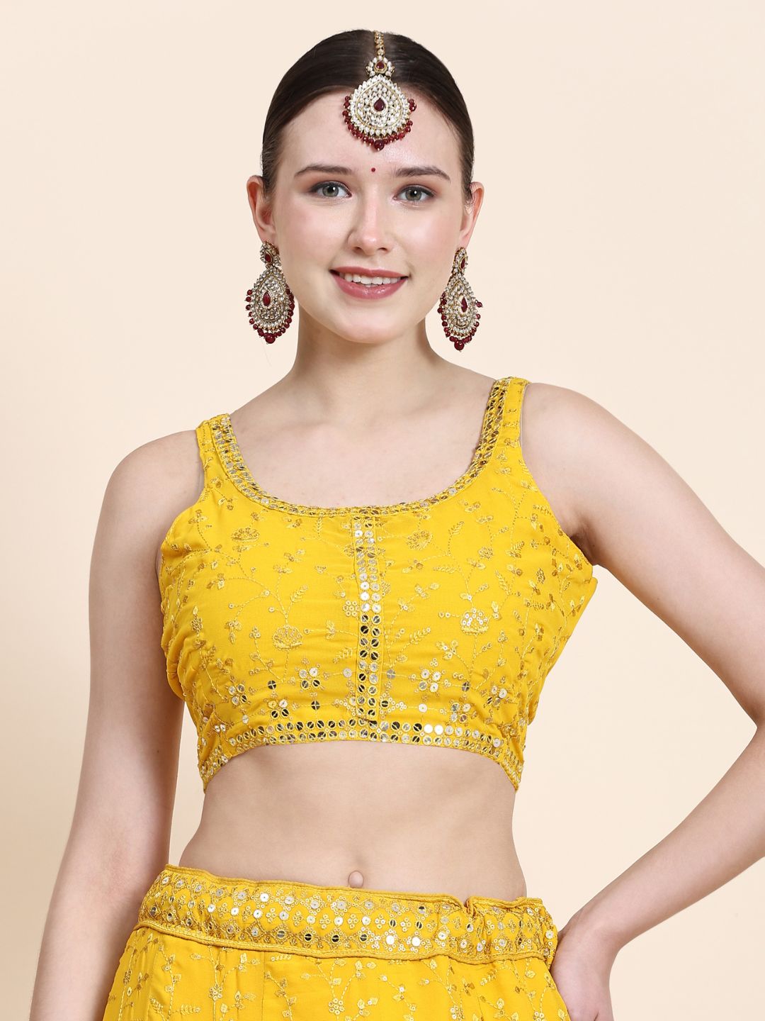 Sequance Georgette Lehenga in Yellow