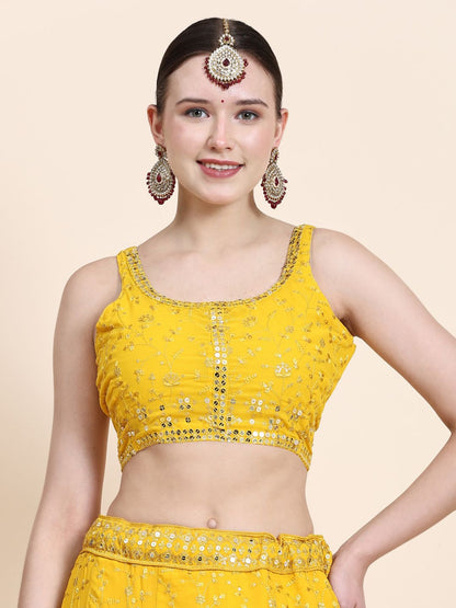 Sequance Georgette Lehenga in Yellow