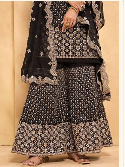 Embroidered Georgette Salwar Kameez in Black