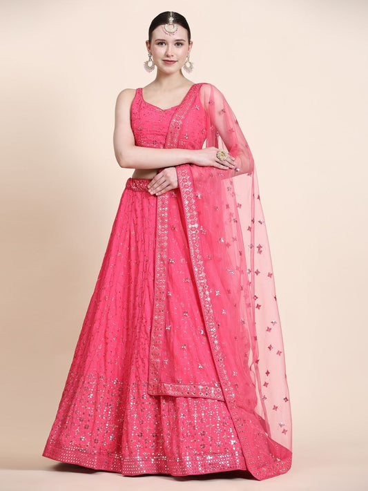 Sequance Georgette Lehenga in Pink