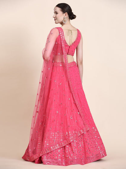 Sequance Georgette Lehenga in Pink