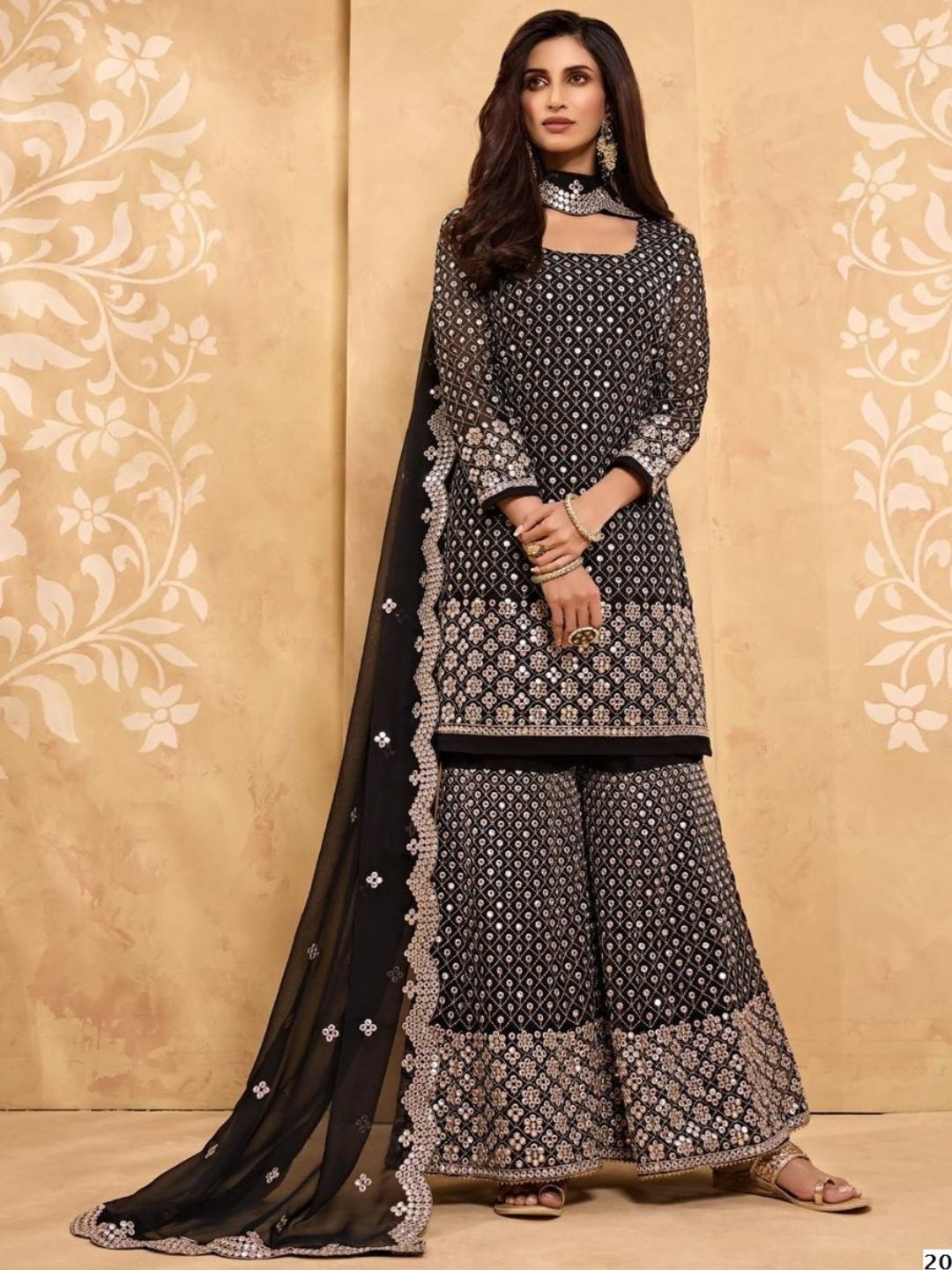 Embroidered Georgette Salwar Kameez in Black