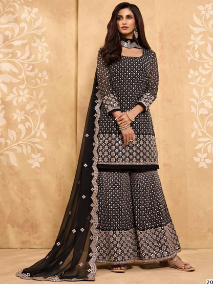 Embroidered Georgette Salwar Kameez in Black