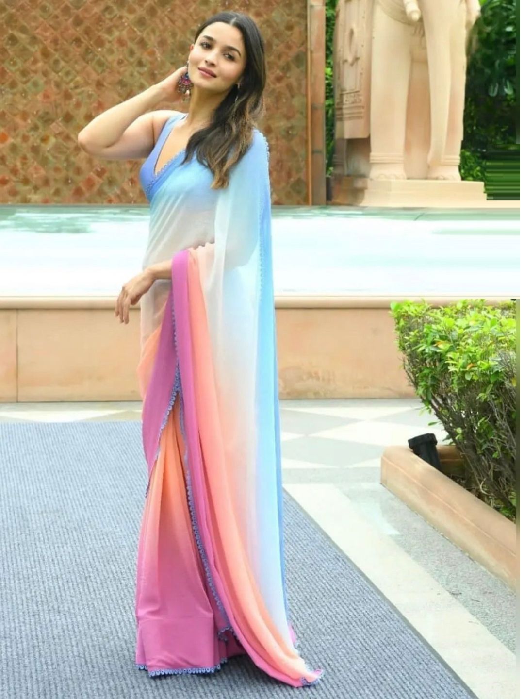 Alia Bhatt Actress Bollywood Saree In Multicolor