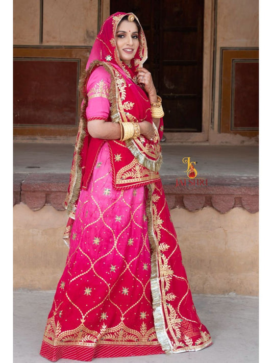 Jari and Kundan Humrahi Pure Traditional Stitched Rajputi Poshak In Pink