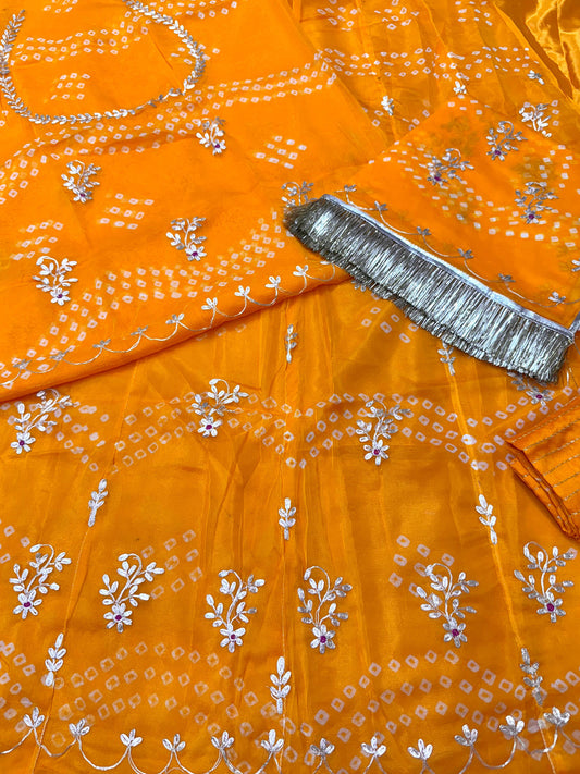 Bandhani Humarai Pure Designer Premium quality Rajputi Poshak In Orange Color-60951