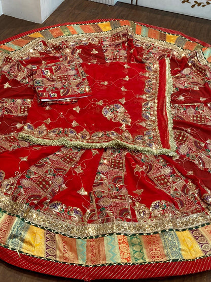 7 Miter full Gher Georgette Wedding Sangeet Premium quality Rajputi Poshak-91119