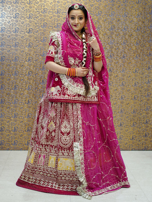 Velvet Wedding Sangeet Premium quality Rajputi Poshak in Red color-91133