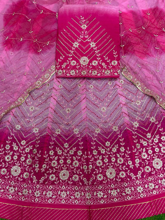 Upada Silk Double Shaded Wedding Sangeet Premium quality Rajputi Poshak-91136