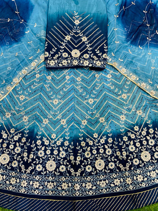 Upada Silk Double Shaded Wedding Sangeet Premium quality Rajputi Poshak-91134