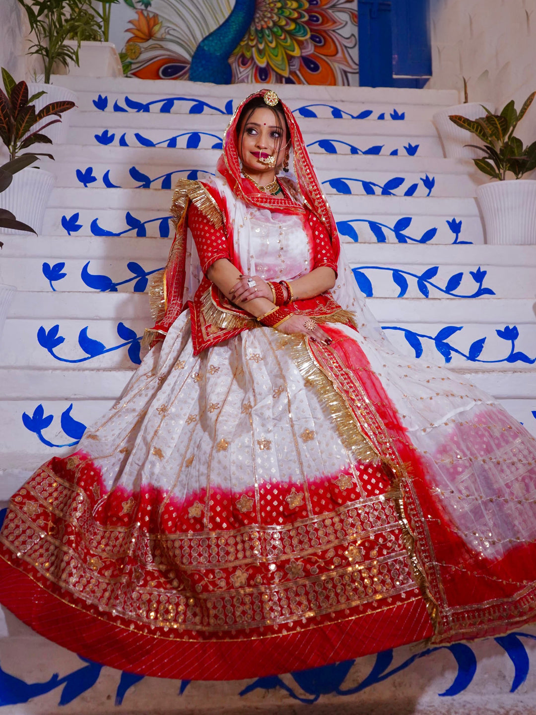 Banarasi 32 Kali Full Gher Double Shaded Wedding Sangeet Premium quality Rajputi Poshak-91155