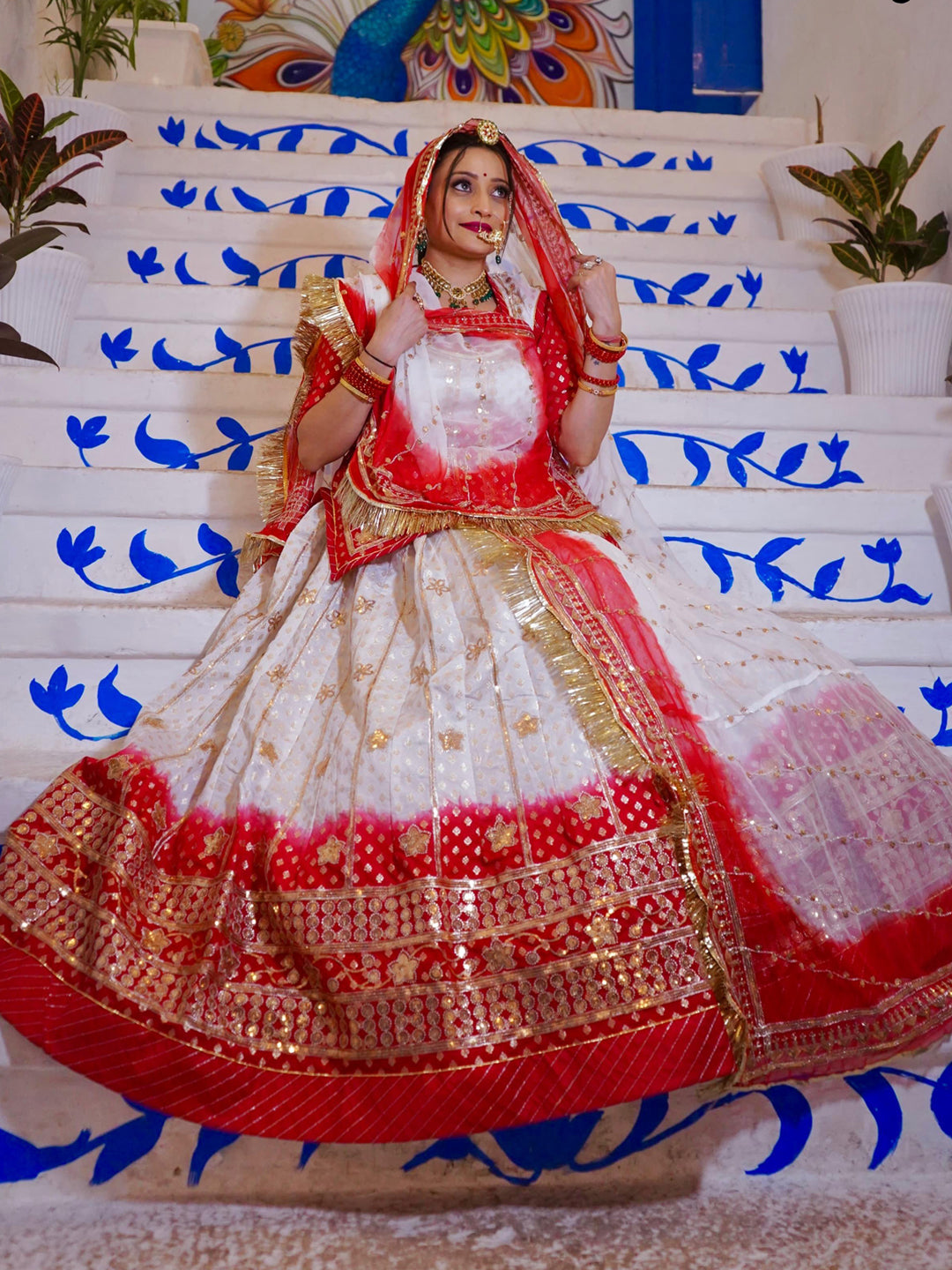 Banarasi 32 Kali Full Gher Double Shaded Wedding Sangeet Premium quality Rajputi Poshak-91155