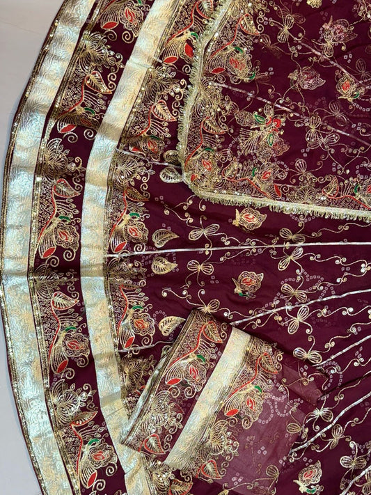 Royal Pure 7 Miter full Gher Wedding Sangeet Premium quality Rajputi Poshak-61057