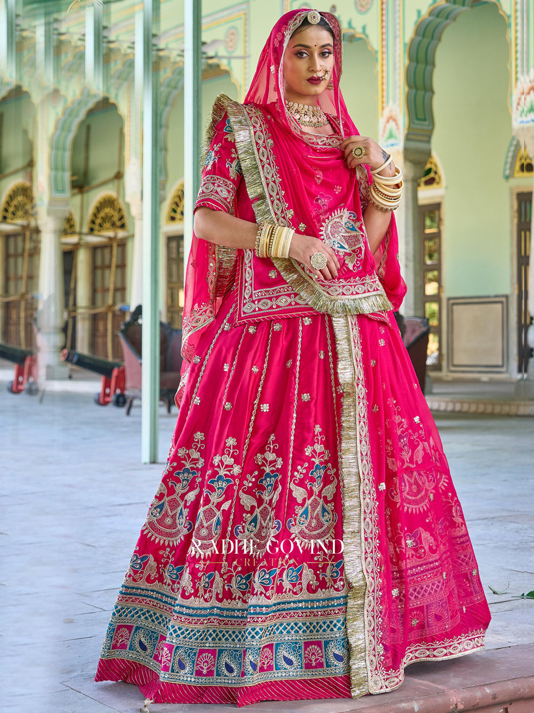 Semi Bambar Satin 20 Kali Premium quality Rajputi Poshak-9123