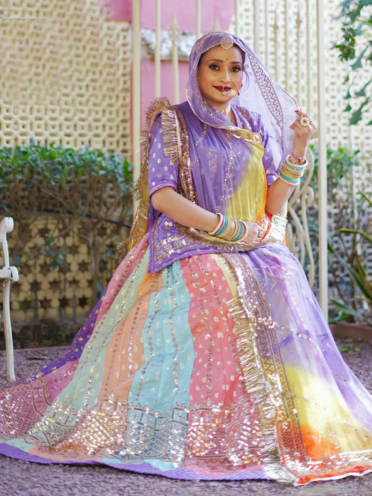 16 Kali Multicolor Banarsi Premium quality Rajputi Poshak-91647