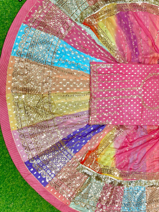 32 Kali Multicolor Banarsi Premium quality Rajputi Poshak-91302
