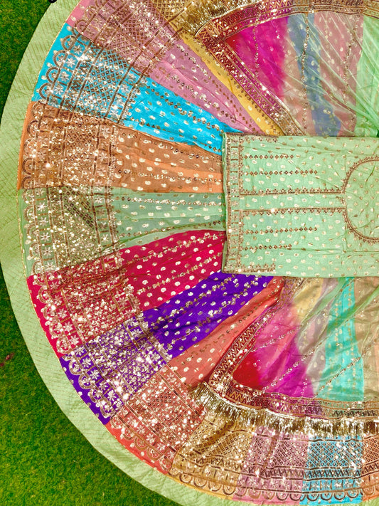 32 Kali Multicolor Banarsi Premium quality Rajputi Poshak-91303