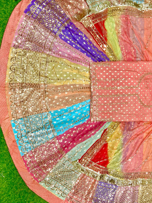 32 Kali Multicolor Banarsi Premium quality Rajputi Poshak-91304