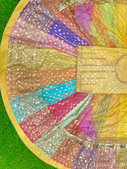 32 Kali Multicolor Banarsi Premium quality Rajputi Poshak-91306