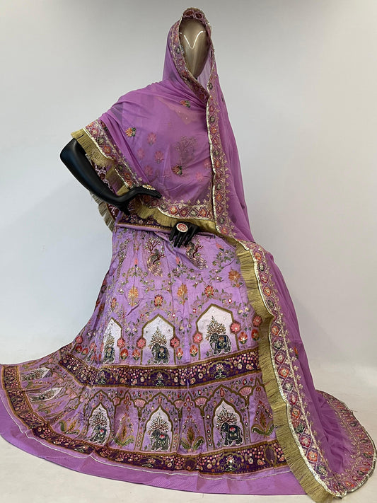 10 Kali Printed Viscose Festive Beautiful rajputi poshak in Purple color-91450