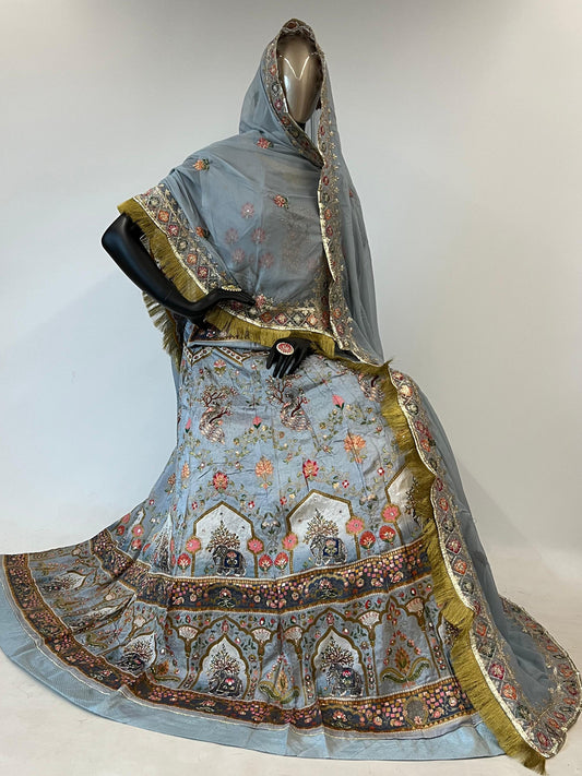 10 Kali Printed Viscose Festive Beautiful rajputi poshak in Gray color-91453