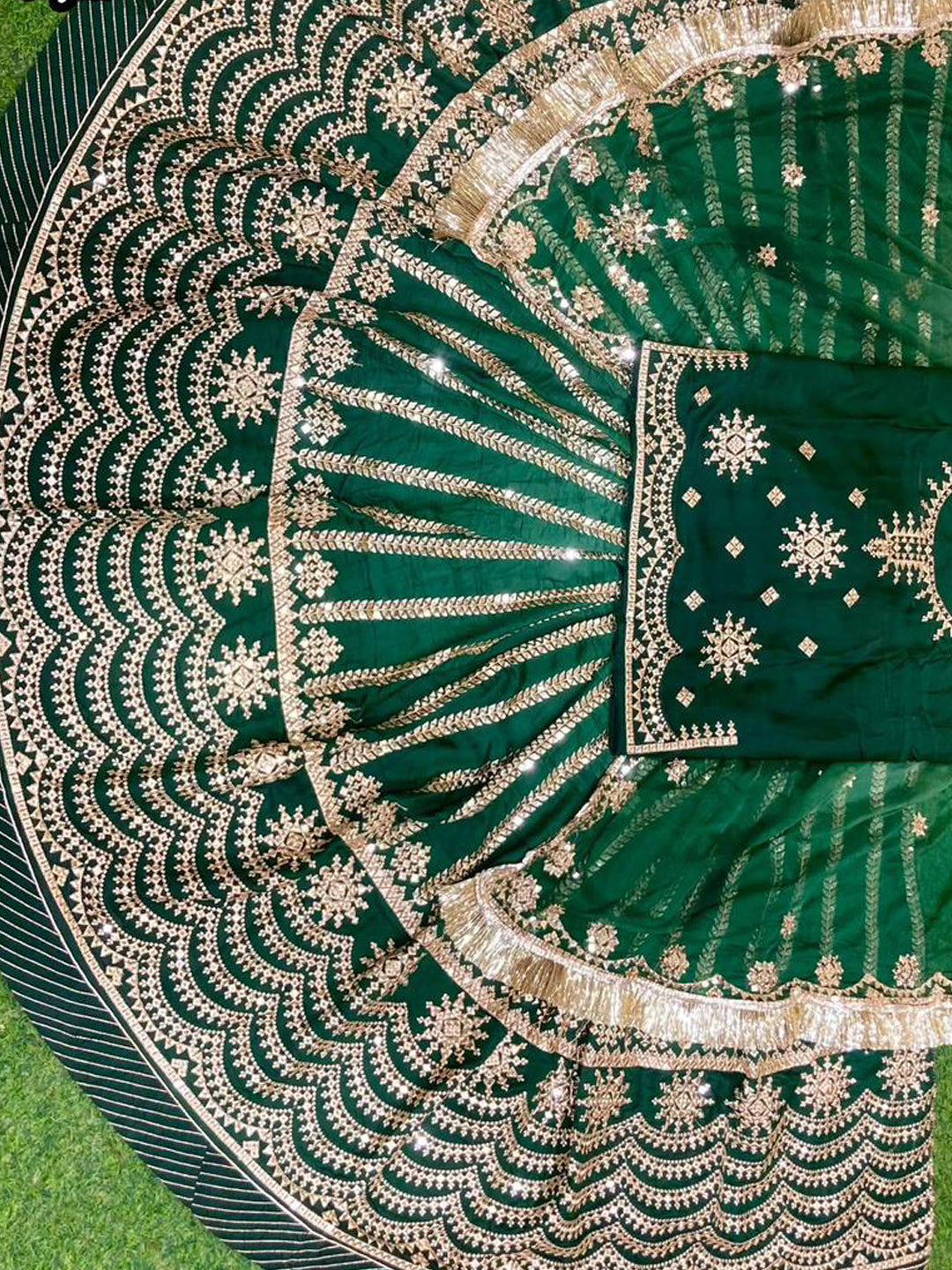 24 Kali Full Ghe Designer Upada Silk Wedding Sangeet Barik Zari Work Rajputi Poshak- 91110