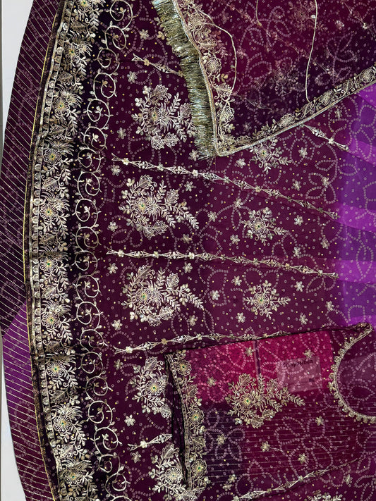 Chundari Premium quality with Sequence Work Rajputi Poshak In purple color-91466